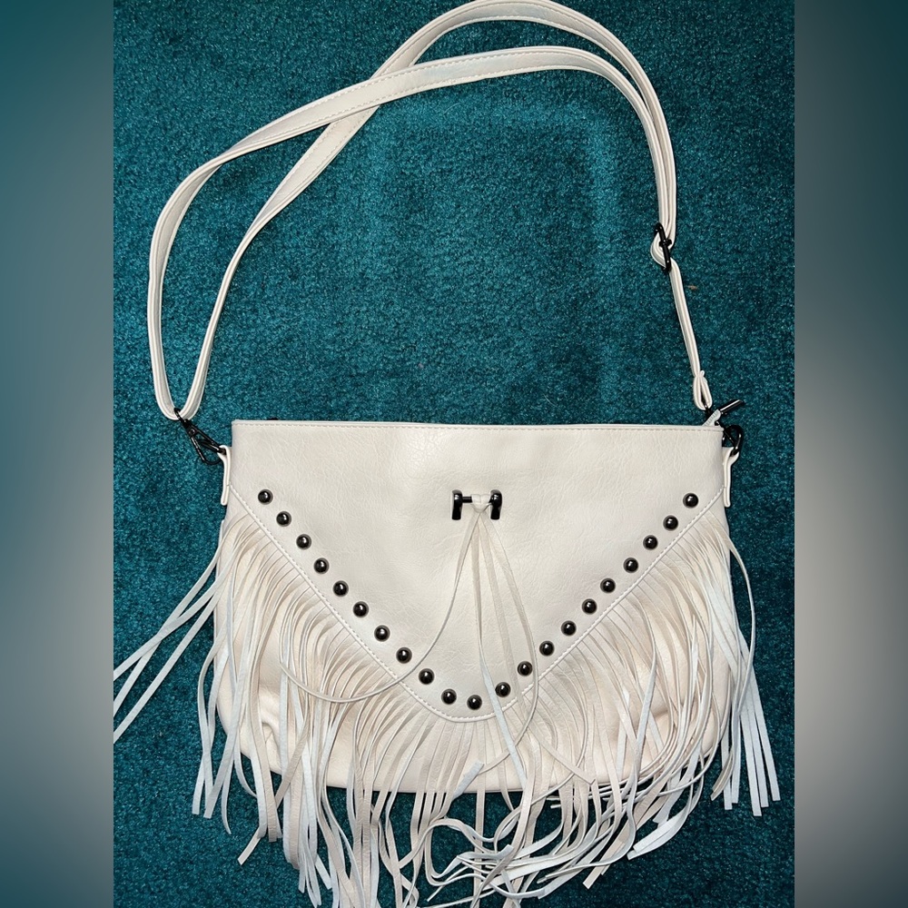 Cream Fringe Purse